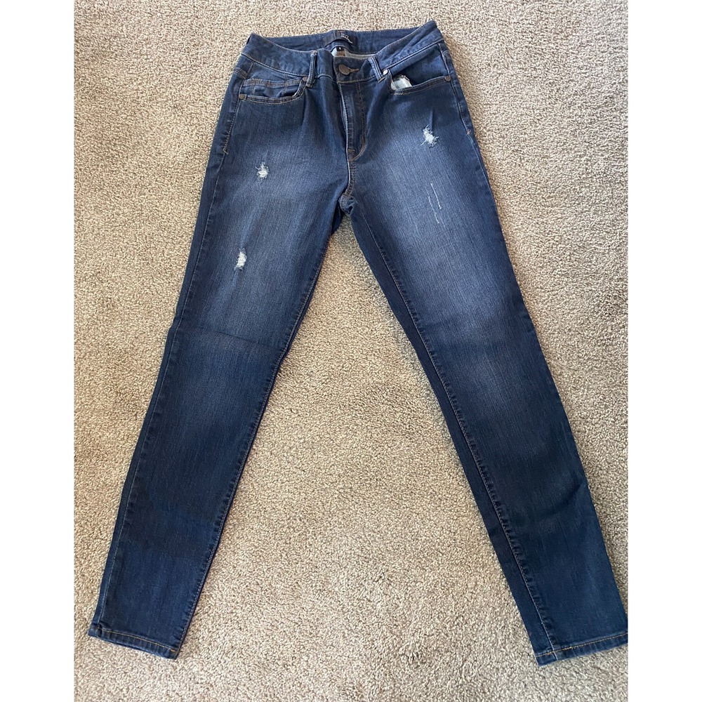 1822 Denim Womens Size 6 Distressed Dark Wash Jeans Mid Rise Stretch